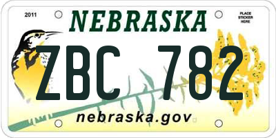 NE license plate ZBC782