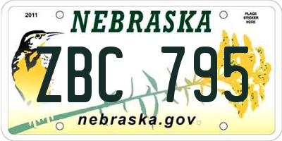 NE license plate ZBC795