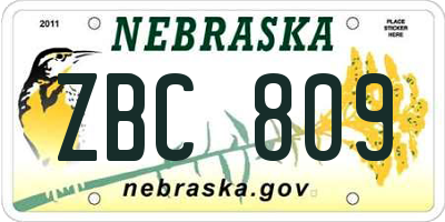 NE license plate ZBC809