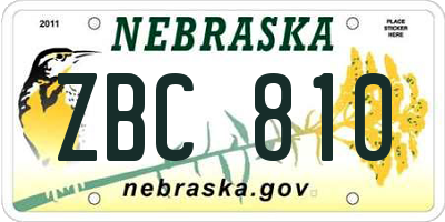 NE license plate ZBC810