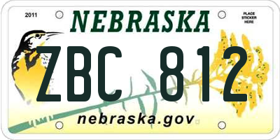 NE license plate ZBC812