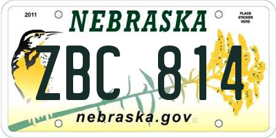 NE license plate ZBC814