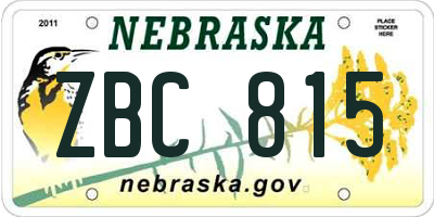 NE license plate ZBC815