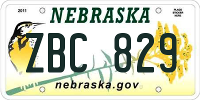 NE license plate ZBC829