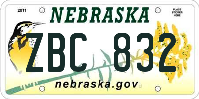 NE license plate ZBC832