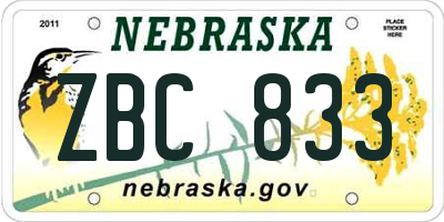 NE license plate ZBC833