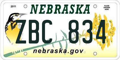 NE license plate ZBC834