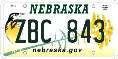 NE license plate ZBC843