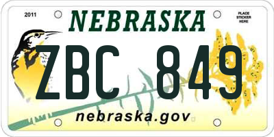 NE license plate ZBC849