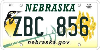 NE license plate ZBC856