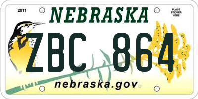 NE license plate ZBC864