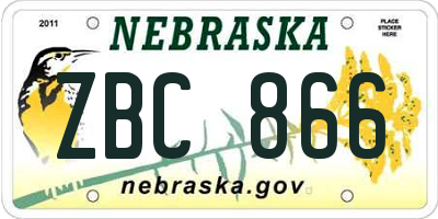 NE license plate ZBC866