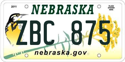 NE license plate ZBC875