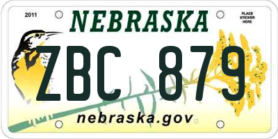 NE license plate ZBC879