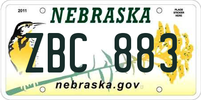 NE license plate ZBC883