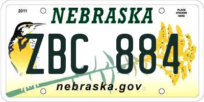 NE license plate ZBC884