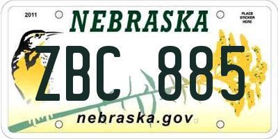 NE license plate ZBC885