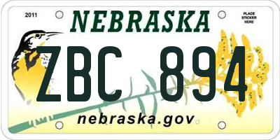 NE license plate ZBC894