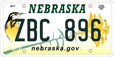 NE license plate ZBC896