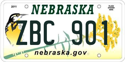 NE license plate ZBC901
