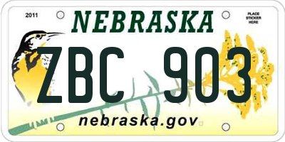 NE license plate ZBC903