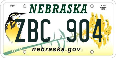 NE license plate ZBC904