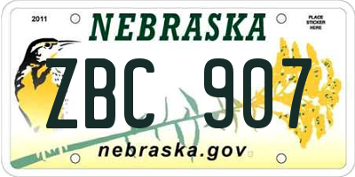 NE license plate ZBC907