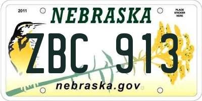 NE license plate ZBC913