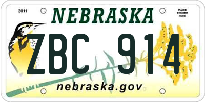 NE license plate ZBC914