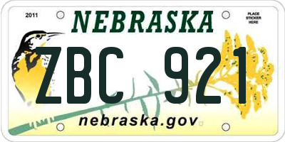 NE license plate ZBC921