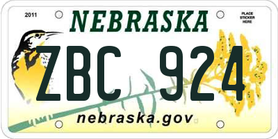 NE license plate ZBC924