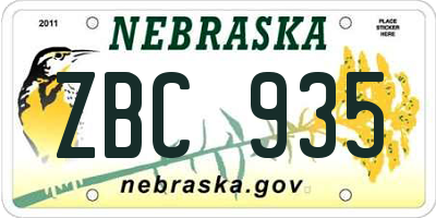NE license plate ZBC935