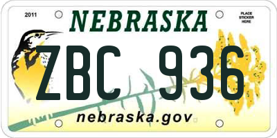 NE license plate ZBC936