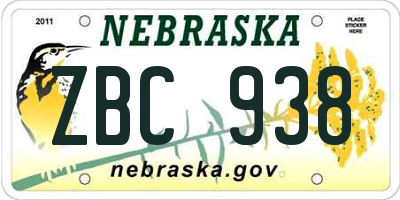 NE license plate ZBC938