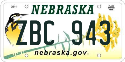 NE license plate ZBC943