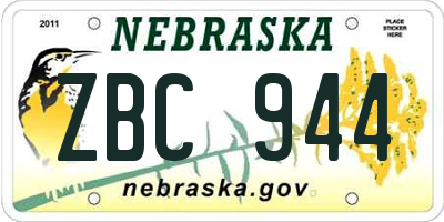 NE license plate ZBC944