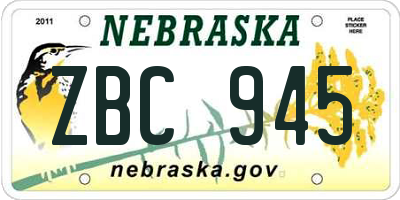 NE license plate ZBC945