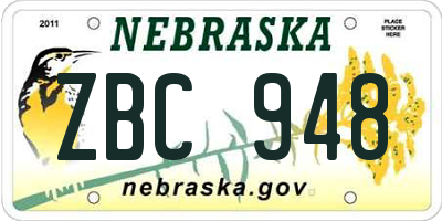 NE license plate ZBC948