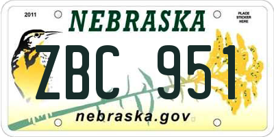 NE license plate ZBC951