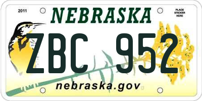 NE license plate ZBC952