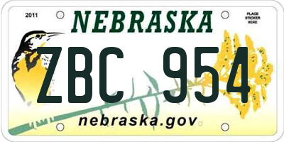 NE license plate ZBC954