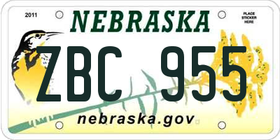 NE license plate ZBC955