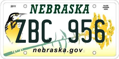 NE license plate ZBC956