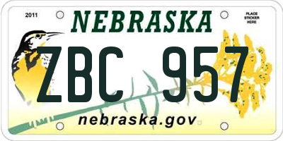 NE license plate ZBC957