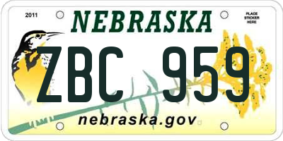 NE license plate ZBC959