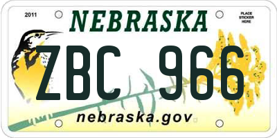 NE license plate ZBC966