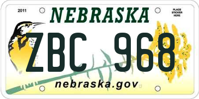 NE license plate ZBC968