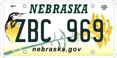 NE license plate ZBC969