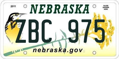 NE license plate ZBC975