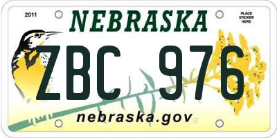 NE license plate ZBC976